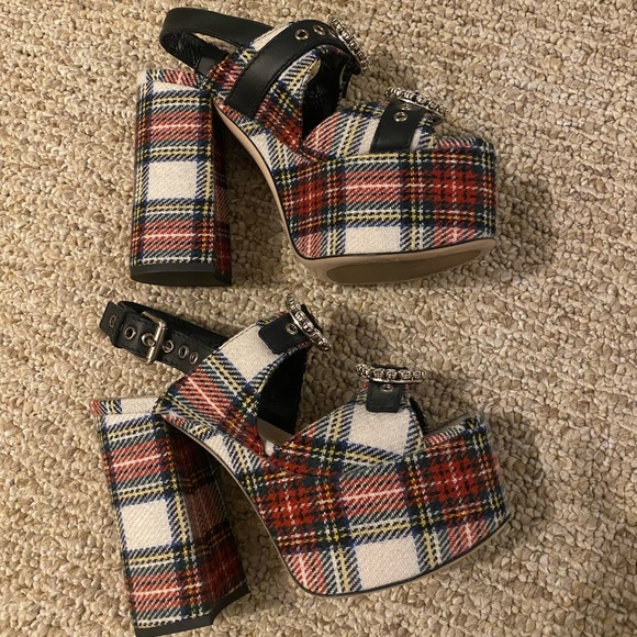 Miu Miu Shoes - Miu Miu Tartan Platform Sandals